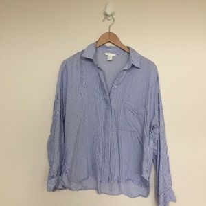 Boxy blue & white pinstripe button down